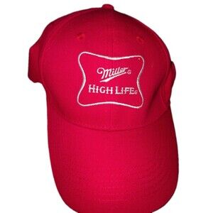 Miller High Life Hat Cap Strap Back Red Adult Baseball Beer Drinking Bar